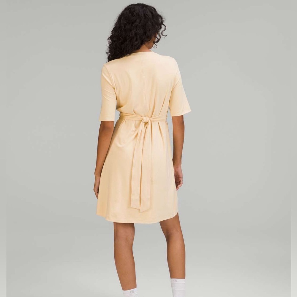 Lululemon Cotton Wrap-Front T-Shirt Dress Prosecco Pima Cotton - Picture 2 of 13